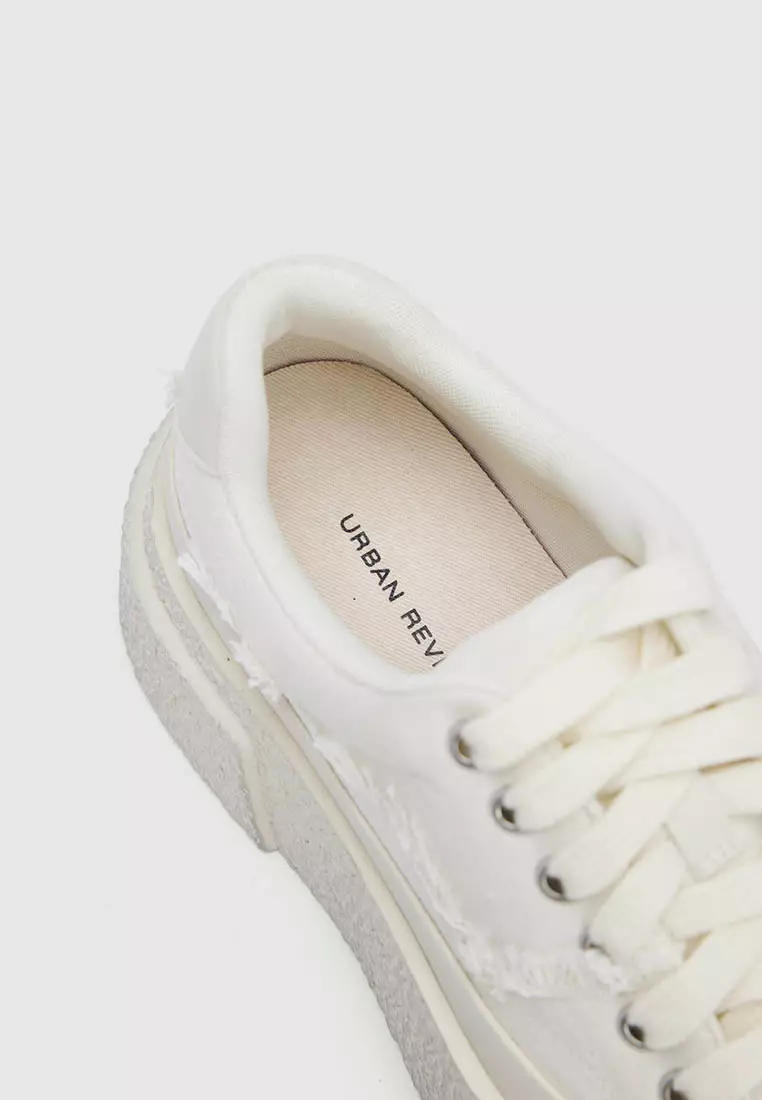 Raw Hem Round Toe Sneakers