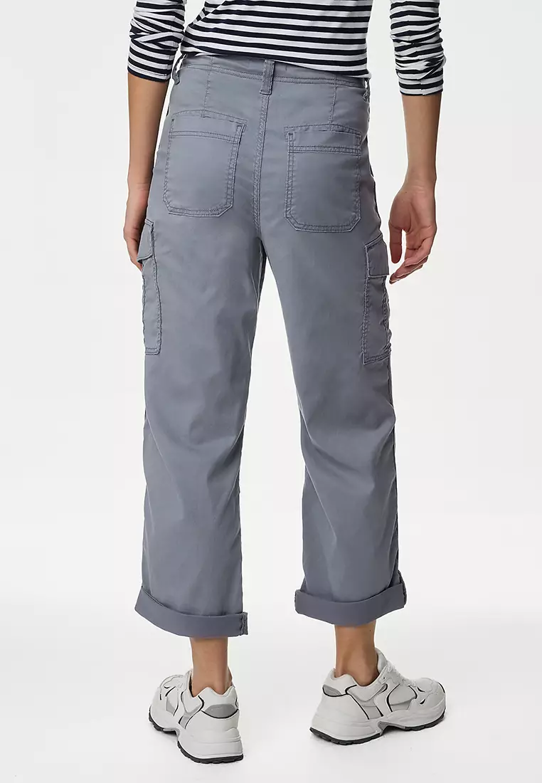 lyocell Rich Cargo Tea Dyed Cropped Trousers