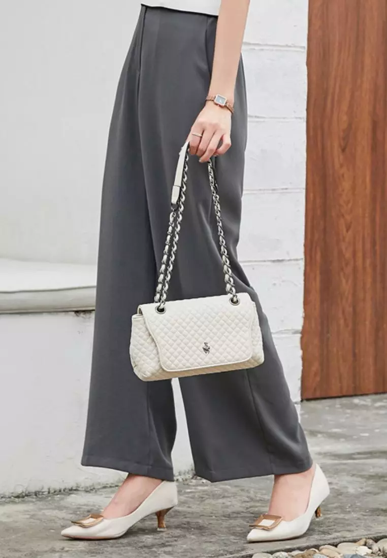 Quilted Sling Bag / Crossbody Bag - Beige