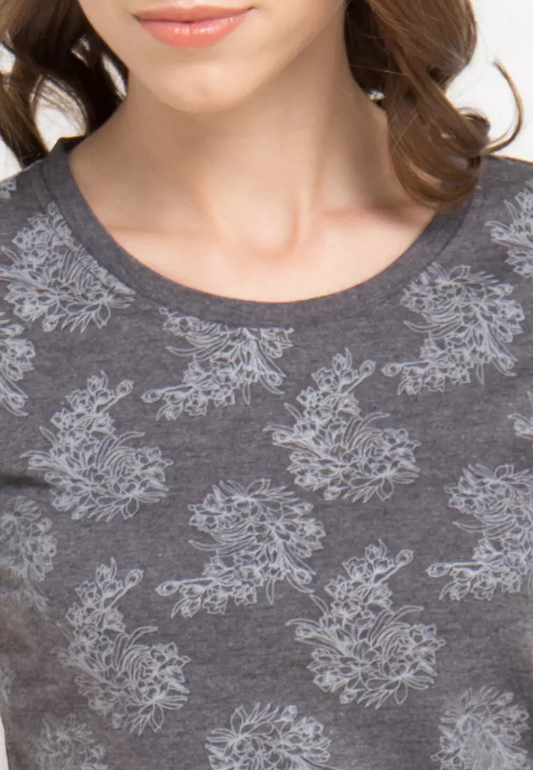 Print Flower Red short sleeve Tshirt