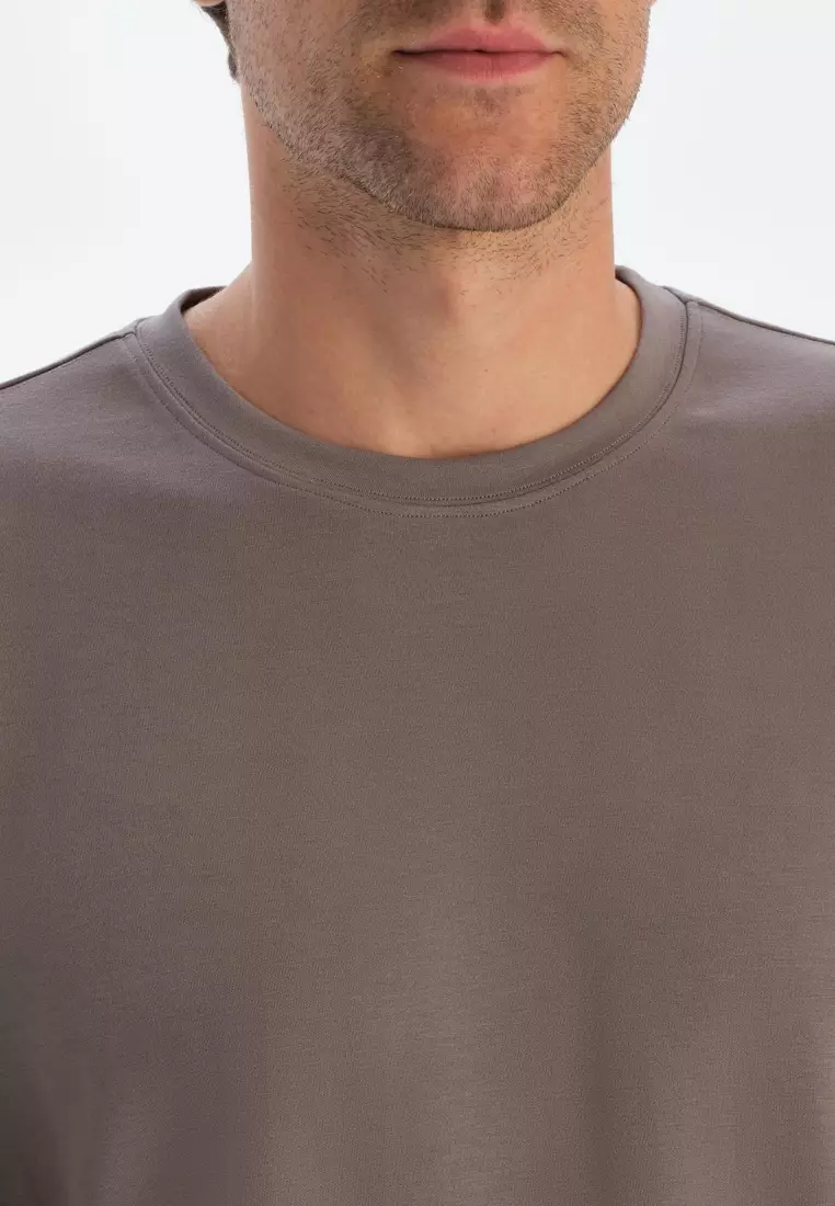 Grey Sweatshirt, Crew Neck, Regular Fit, Loungewear for Men