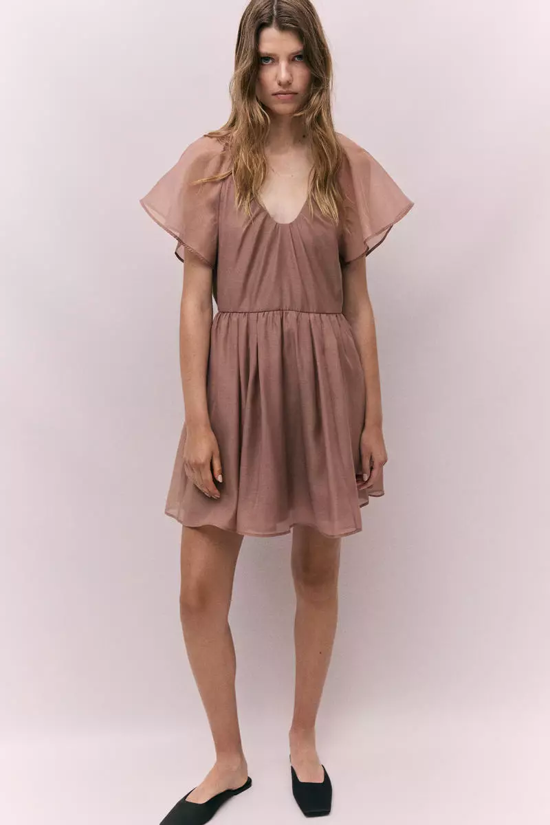 Butterfly-sleeved dress