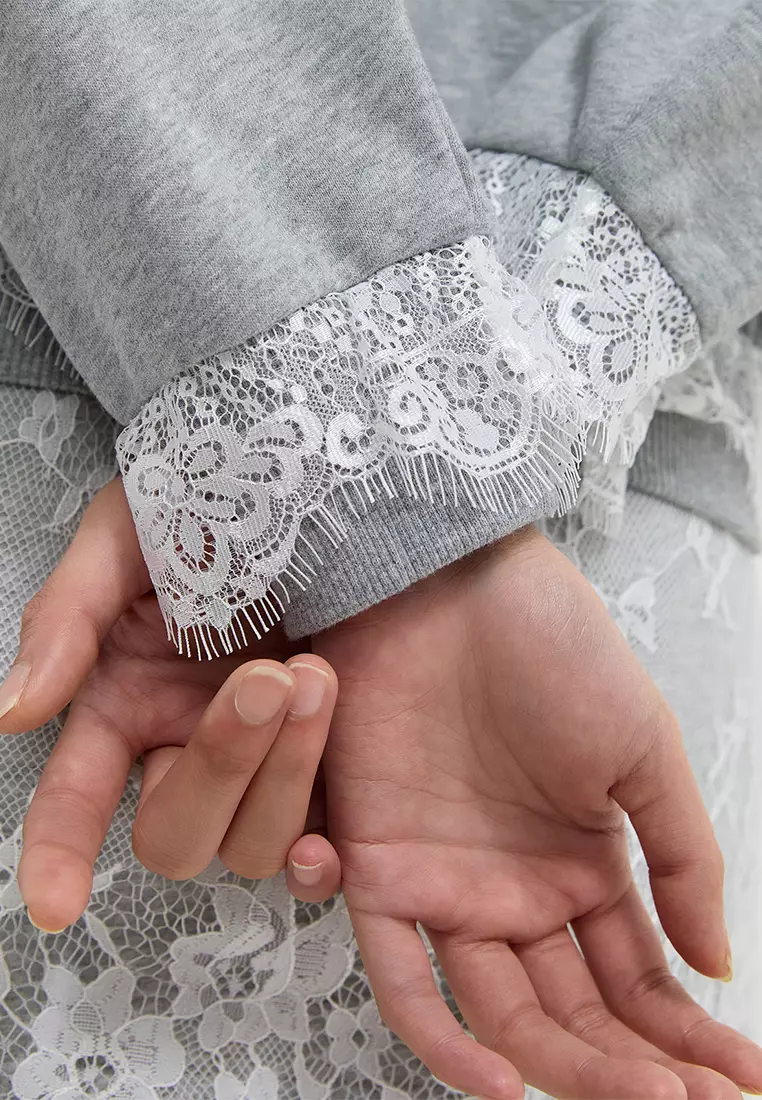 Lace Floral Sweatshirt