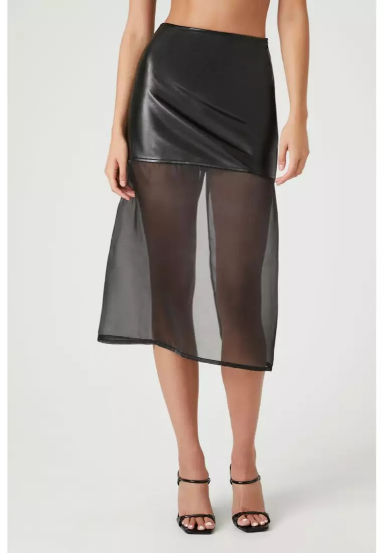 Silk midi skirt forever 21 shop