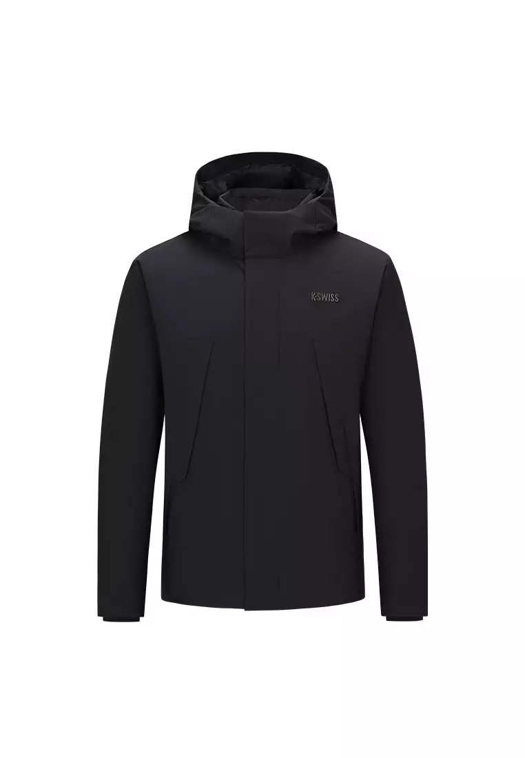 男裝 K-SWISS LOGO 防風防潑水鵝絨連帽羽絨外套