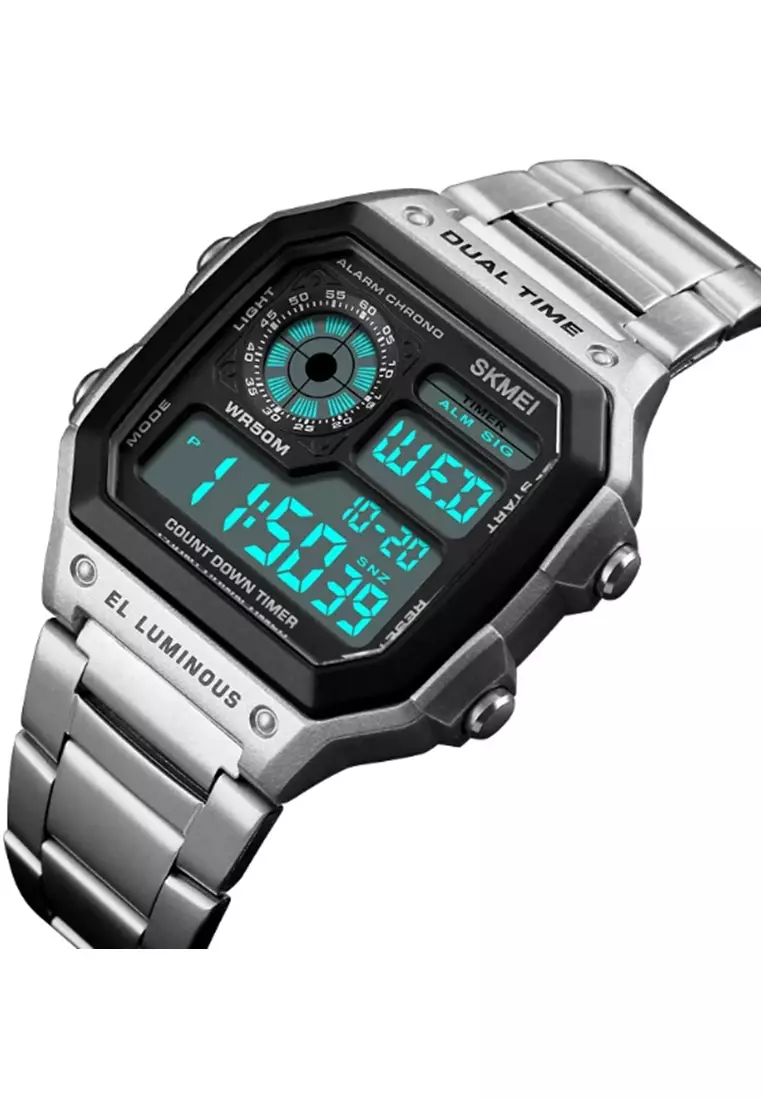 Jam Tangan Casual Digital Pria LED Waterproof Many Function Strap Tali Material Stainless Steel PI12 ORIGINAL