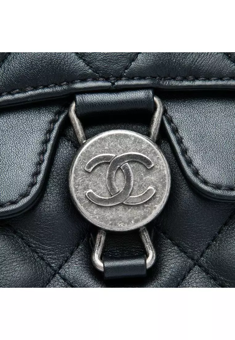 Pre-Loved Chanel Quilted Lambskin Cc Round Clasp Accordion Flap