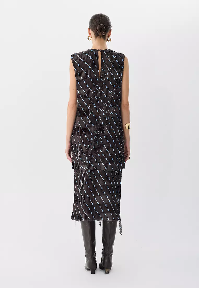 Pleated sleeveless dress