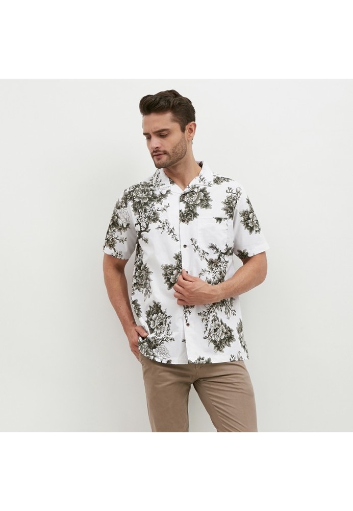 Jual M231 Kemeja  Pria  Printing Hawaii Pendek Hijau 1864A 