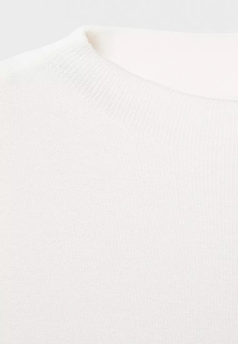 Short-Sleeved Fine-Knit Sweater