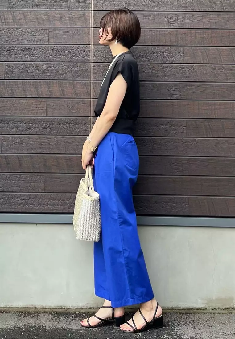 Green Parks - Tsuji Cotton Linen Blend Tuck Pants Royal Blue