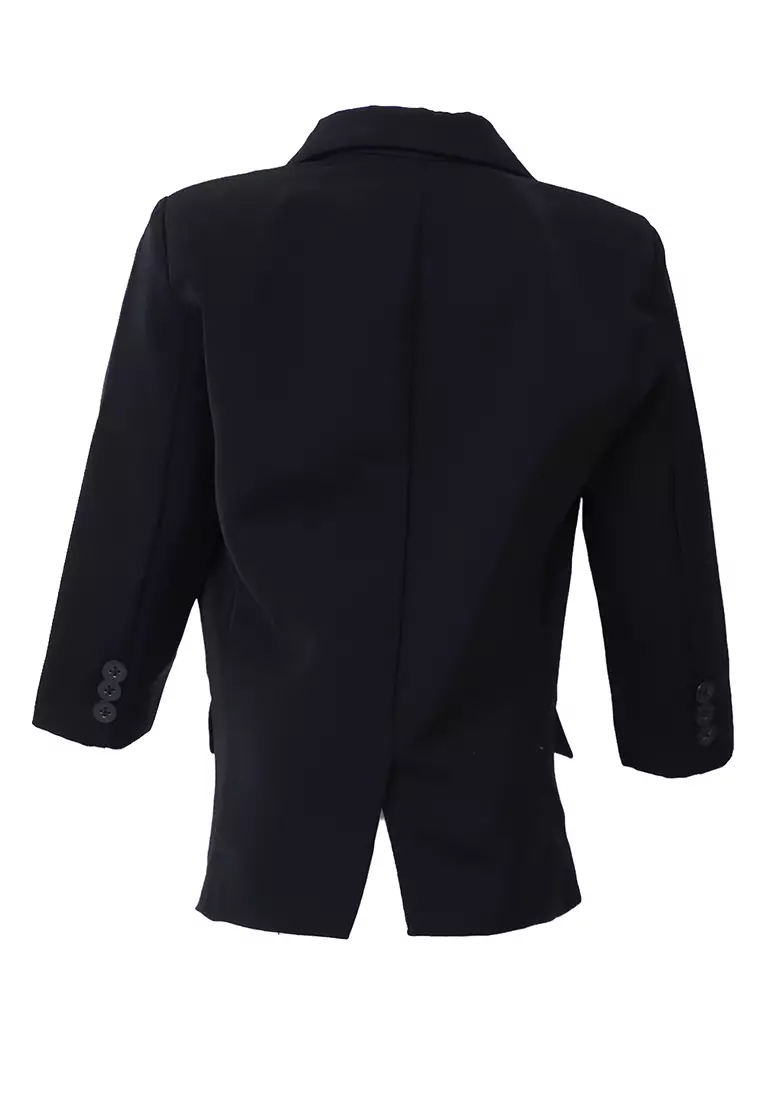 Wesley Jas Formal Anak Pria Plain Motive Full Furing Kids Blazer Material Cotton ORIGINAL - Black