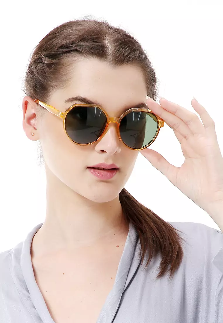 Revika Kacamata Wanita Desain Retro Elegan Sunglasess Aksesoris Fashion Material Plastic ORIGINAL - Yellow Green