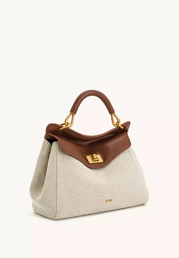 Lucia Classic Top Handbag - Brown Canvas