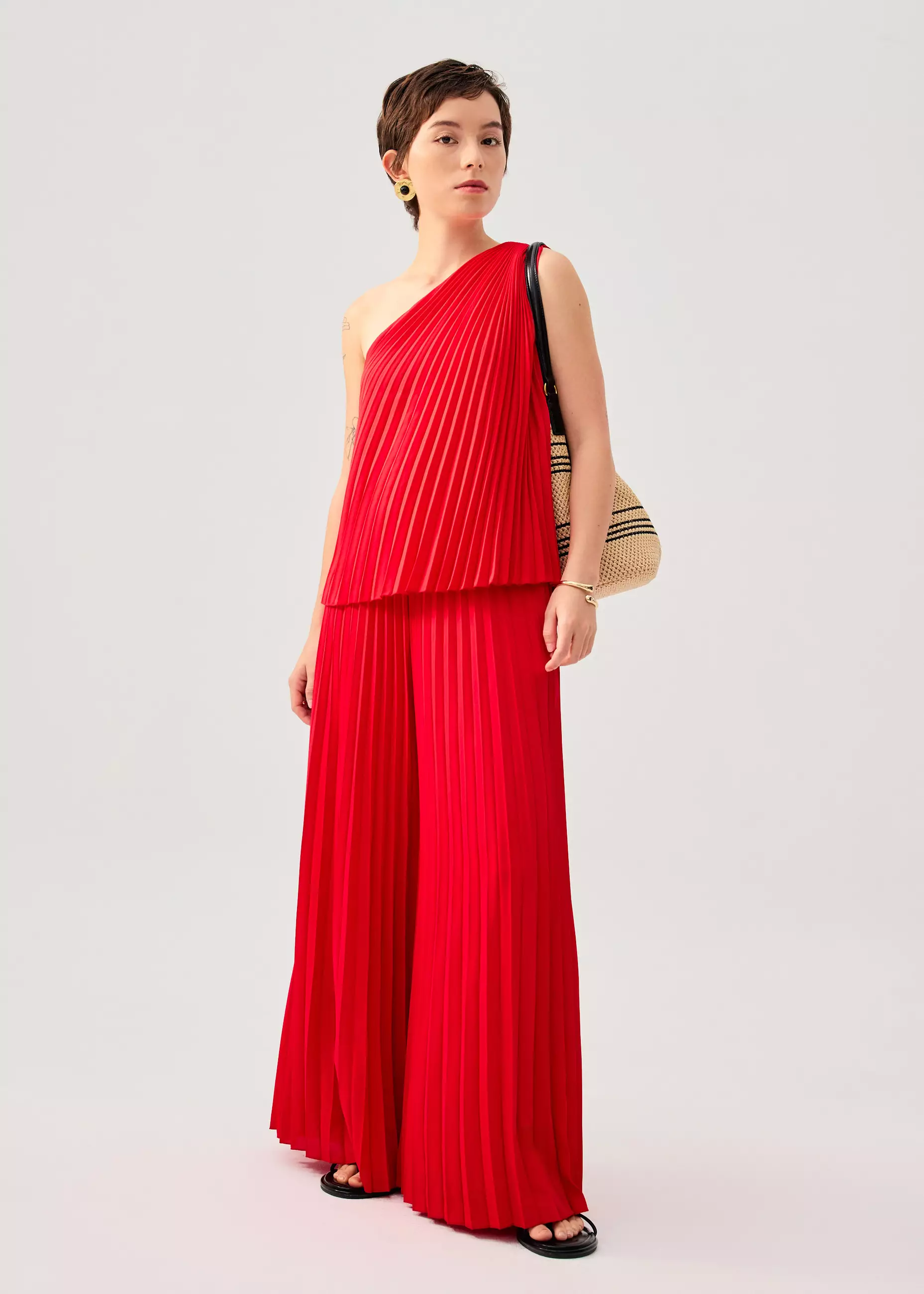 Celana Panjang Wanita - Leggy™ Wei Elastic Sunray Pleated Palazzo Pants