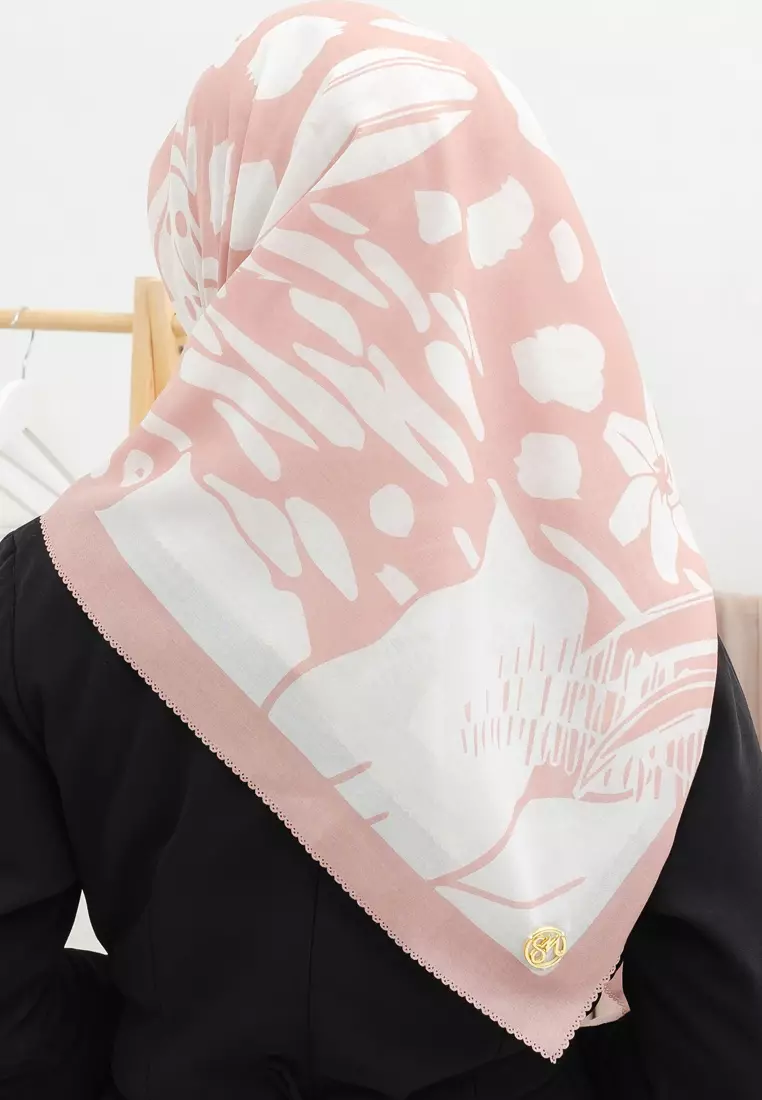 Malaya Signature Square Voile Scarf Hijab Segi Empat Misty Rose