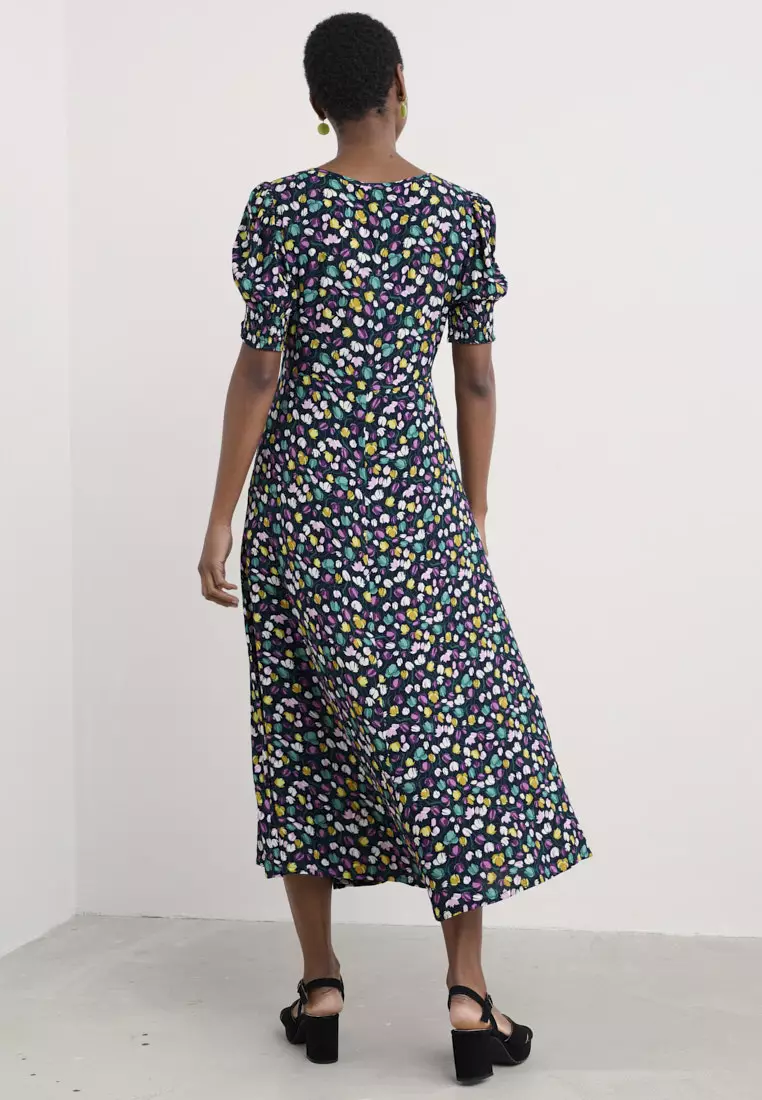 Seasalt Cornwall Multi Marsh Violet Short Sleeve Empire Line Dress