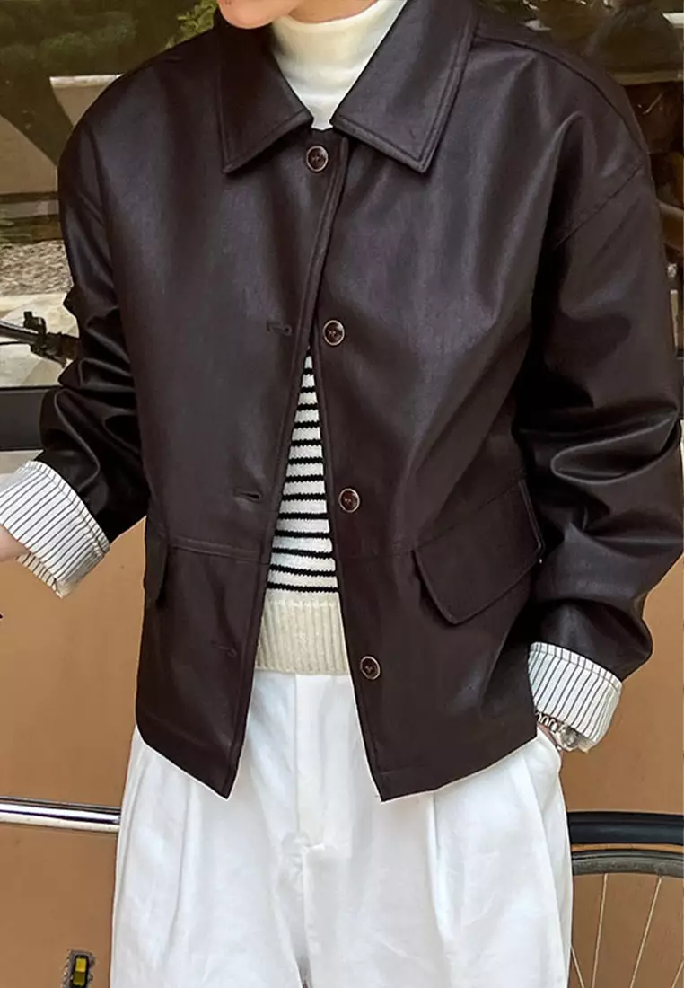 女式復古仿皮皮褸 YX9687