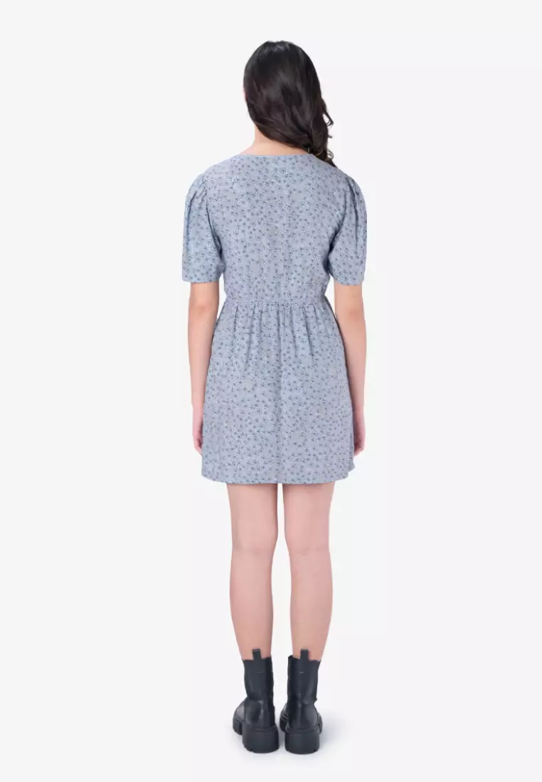 Floral Dress With Cut And Sew
