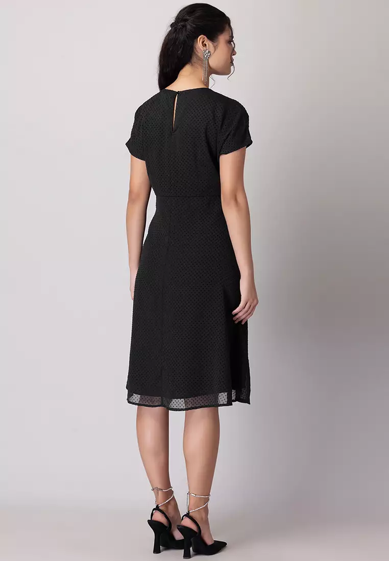 Black Front Tie Up Mini Dress