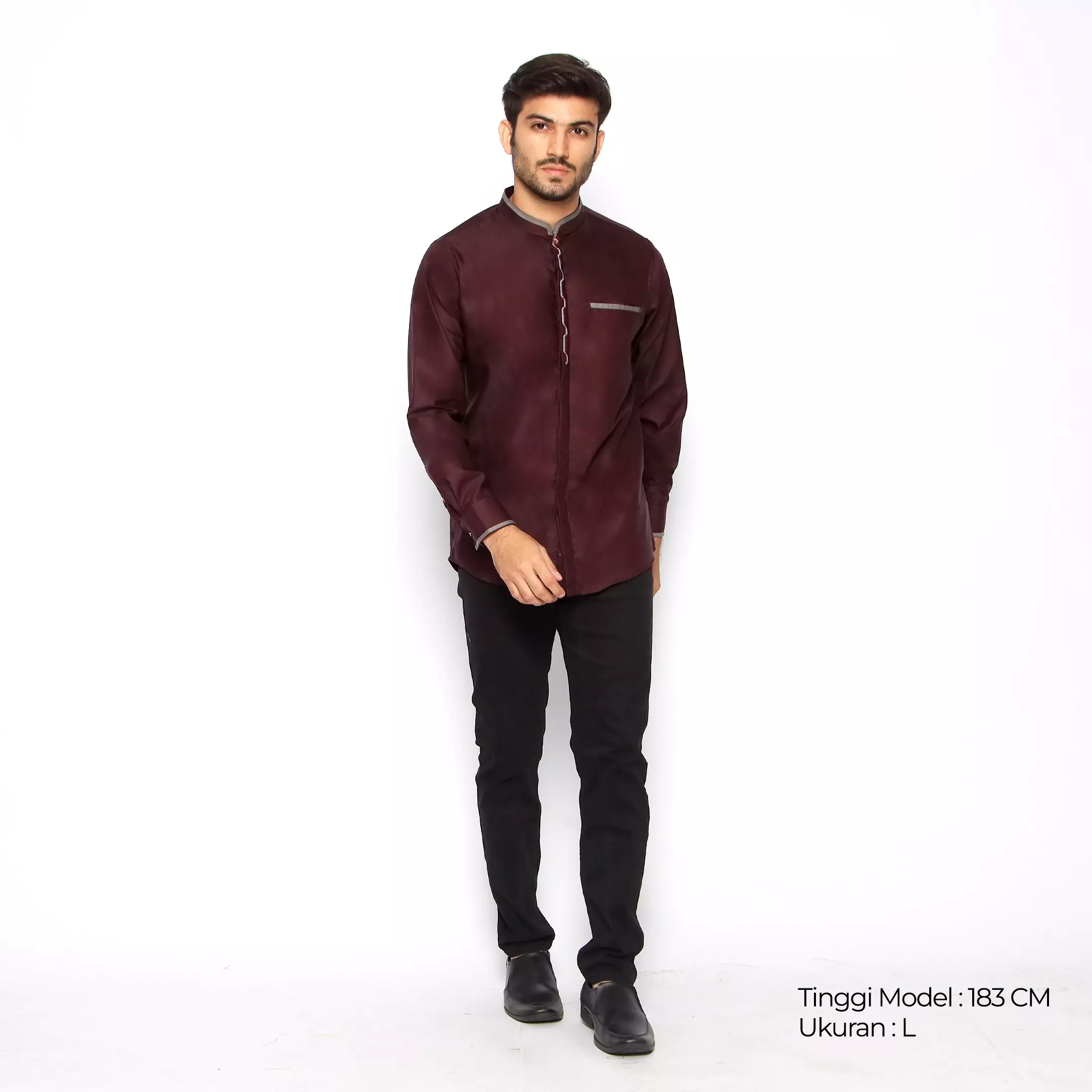 Casella Baju Koko Pria Lengan Panjang | Baju Koko Nasser Embroidery 9940 Maroon