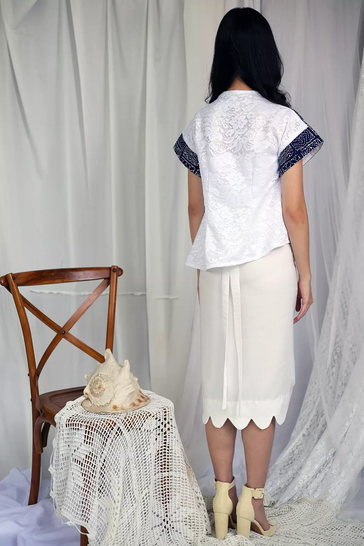 Serodja High Neck Blue Sashiko Kebaya Janggan