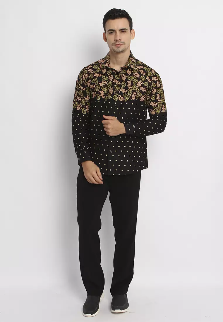 MAGINOT DIERJA BLACK Batik Slim Fit Lengan Panjang