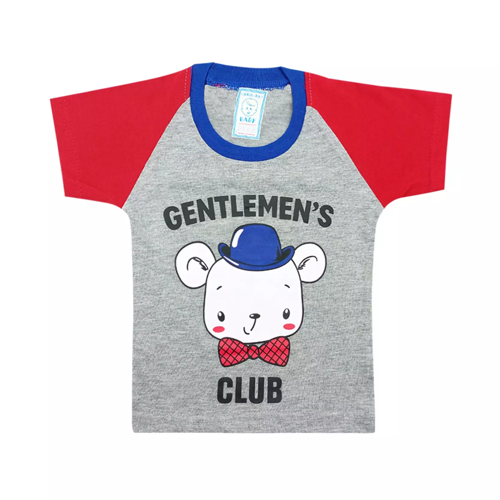 Wakakids Baju Bayi Anak Laki Laki Lengan Pendek Usia 6 Bulan Hingga 12 Bulan Setelan Celana Jeans Jogger Motif Bear 3441 Merah