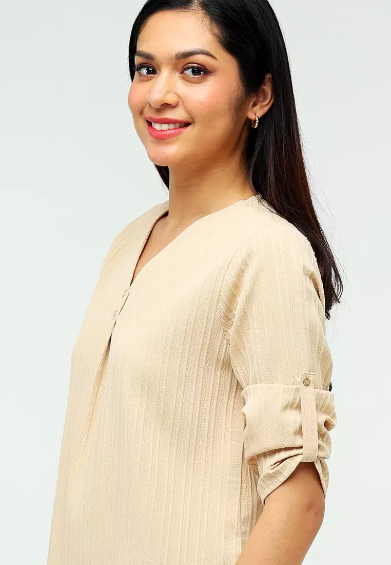 Woven Bubble Line 3/4 Blouse