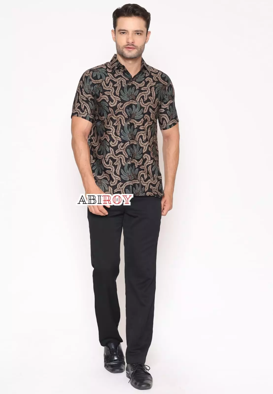 Kemeja Batik Pria Premium Slimfit Elegant Modern Lengan Pendek Patuk Ijo