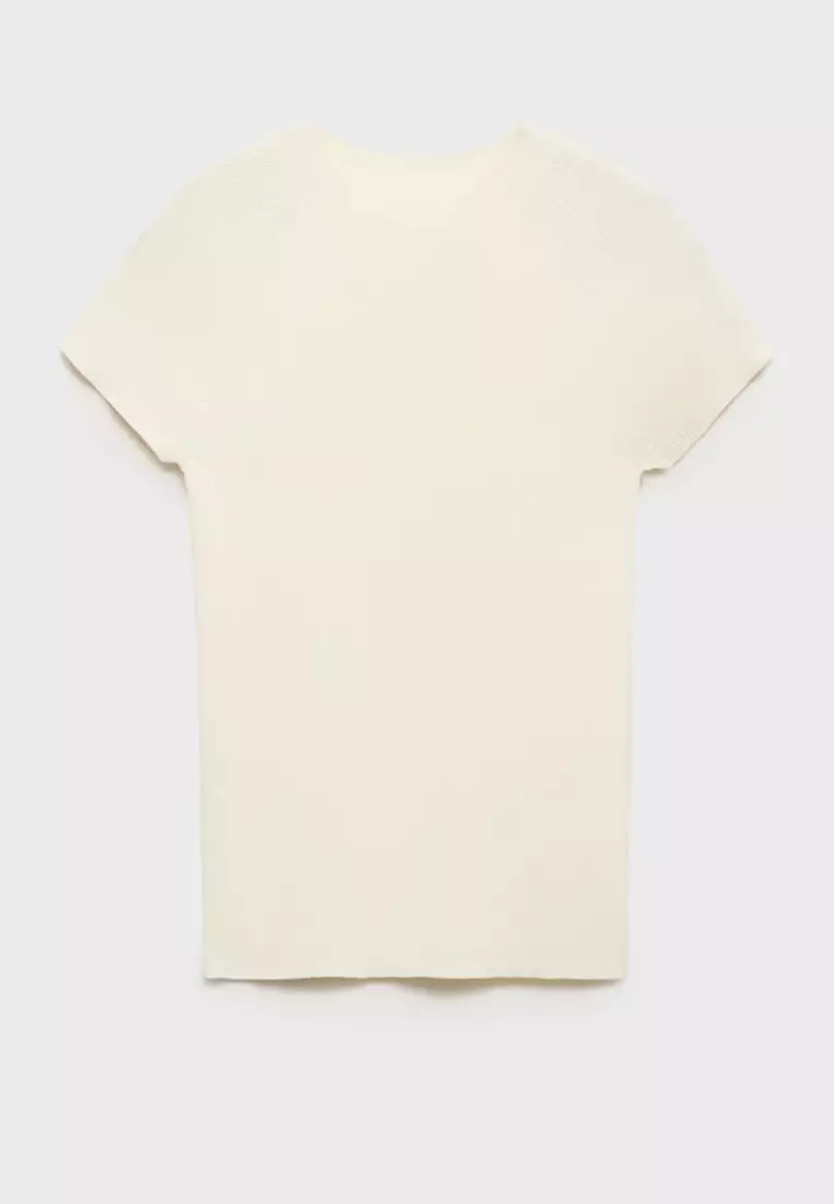 Ribbed-Knit Short-Sleeved Sweater