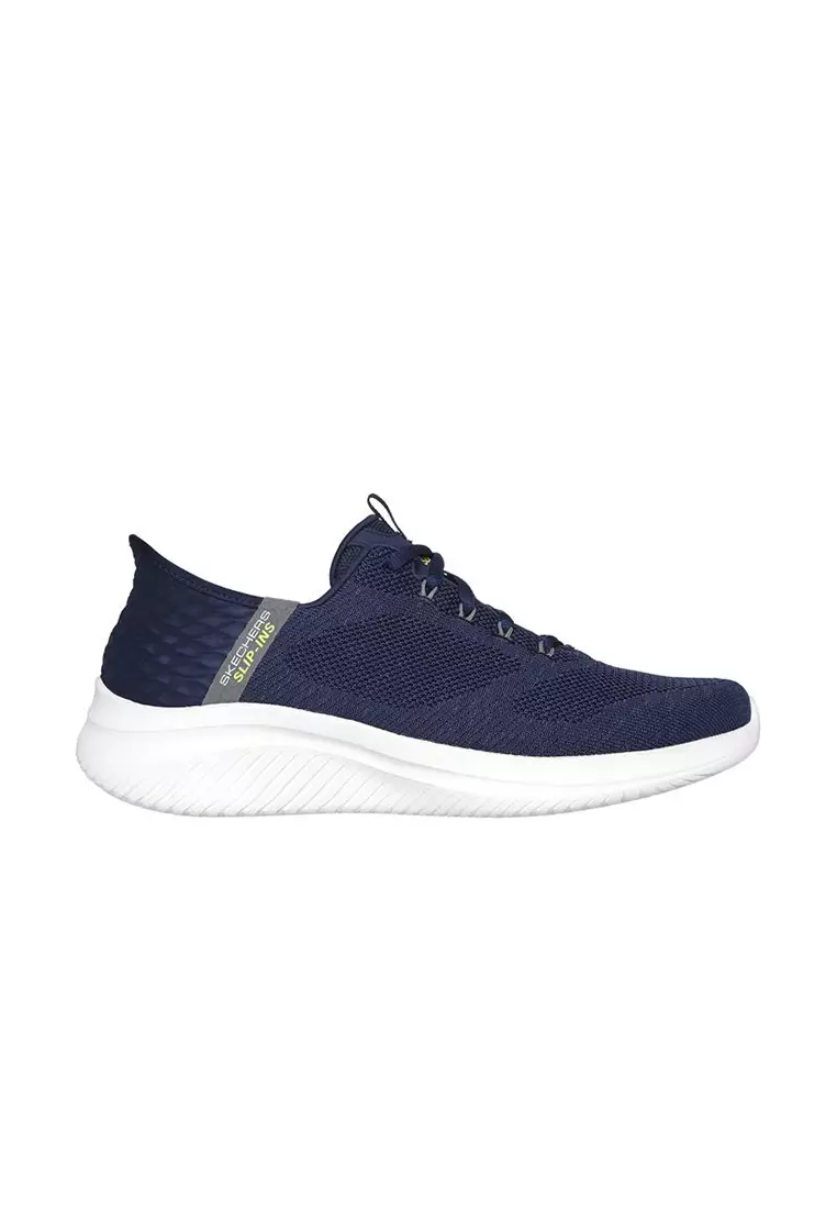 Blue slip on skechers discount