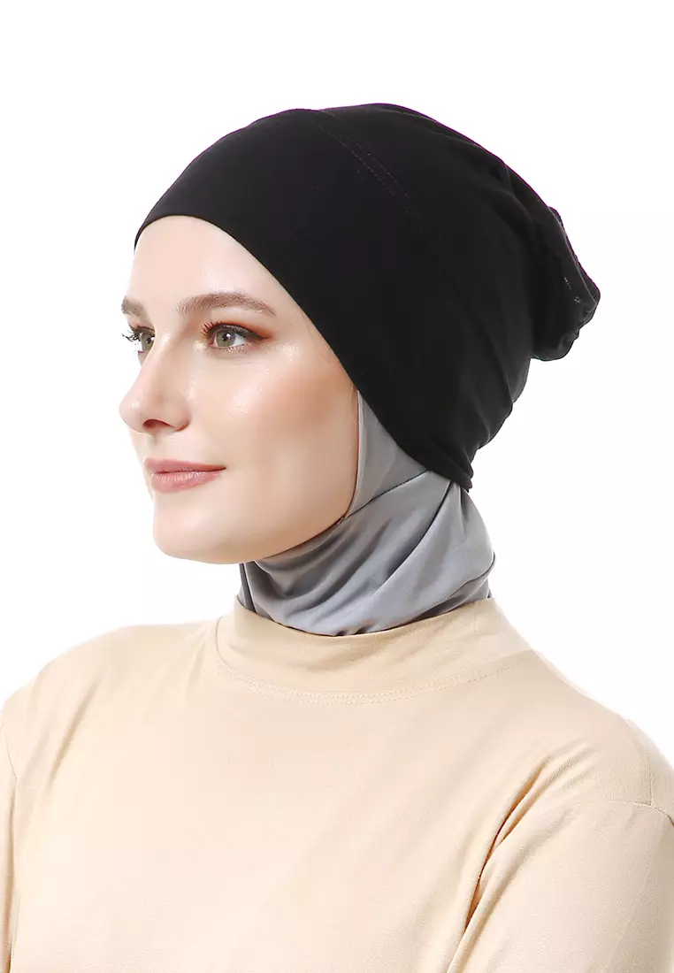 Inner Hijab Muslimah Wanita Motif Polos Relaxed Fit - Black