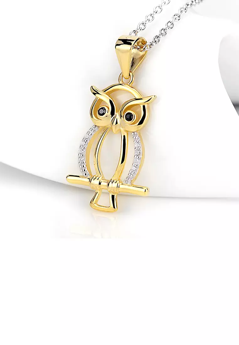 Buy Glamorousky 925 Sterling Silver Plated Gold Simple Cute Owl