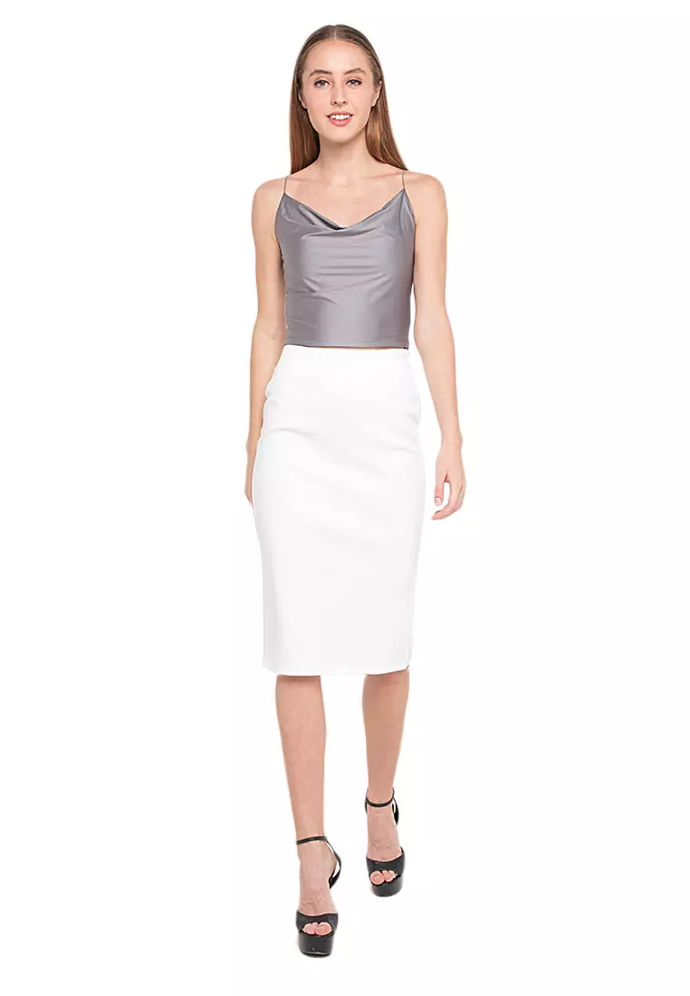 Grizell Tanktop Motif Solid Design Simple Atasan Wanita Casual - Grey