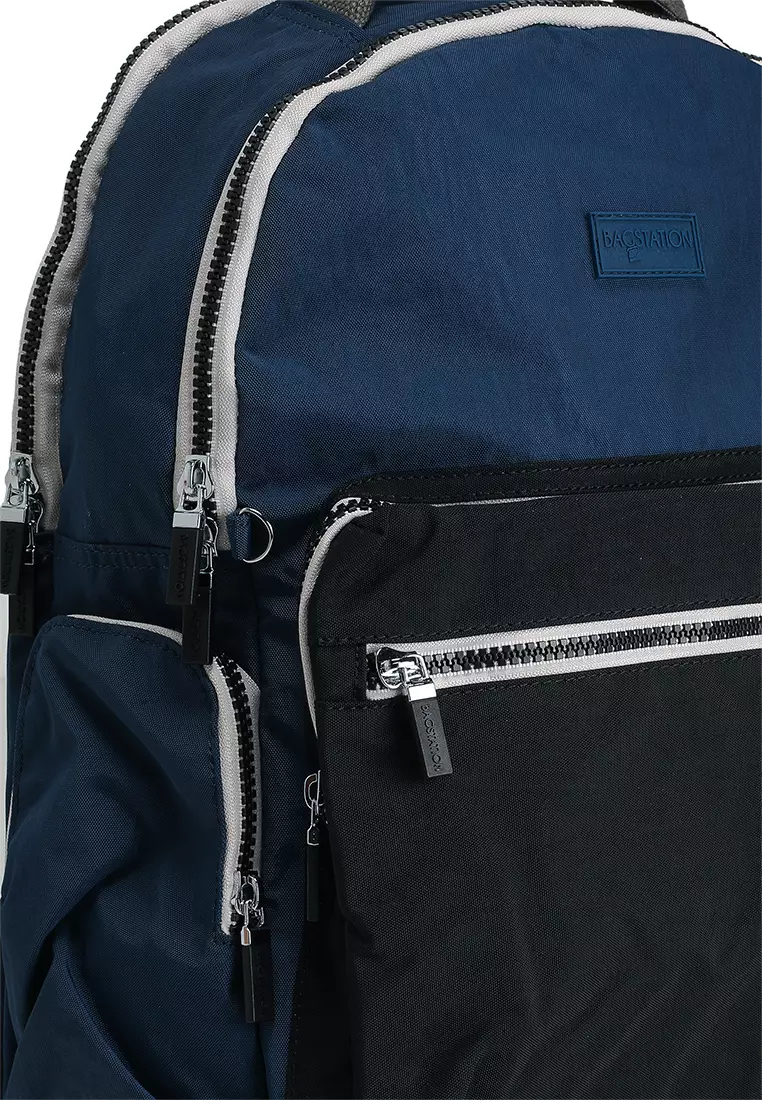 Colour Block Nylon Large Backpack