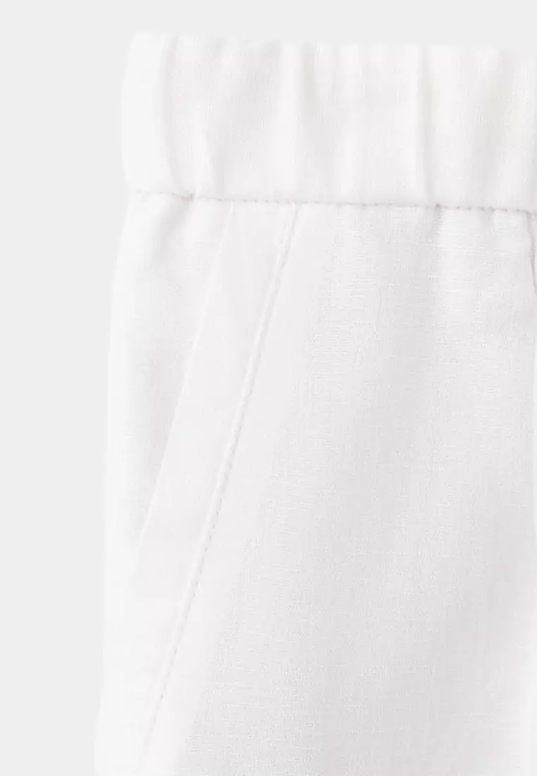Slim Fit Cropped Linen-Cotton Trousers
