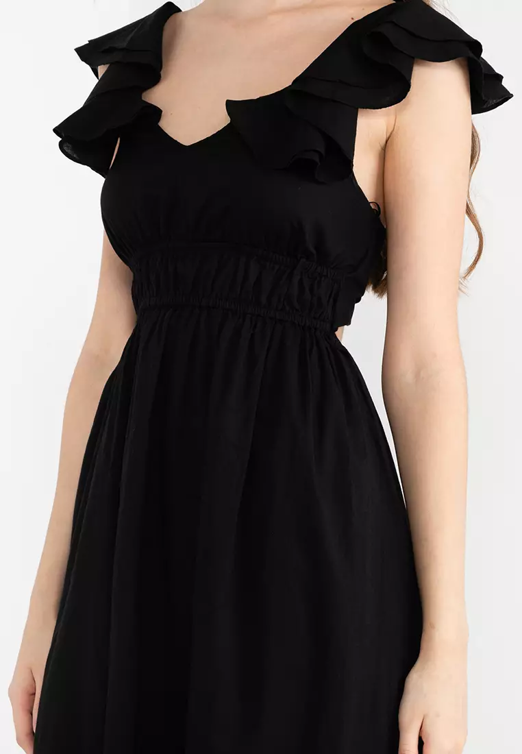 Ruffle Sleeve Midi Dress