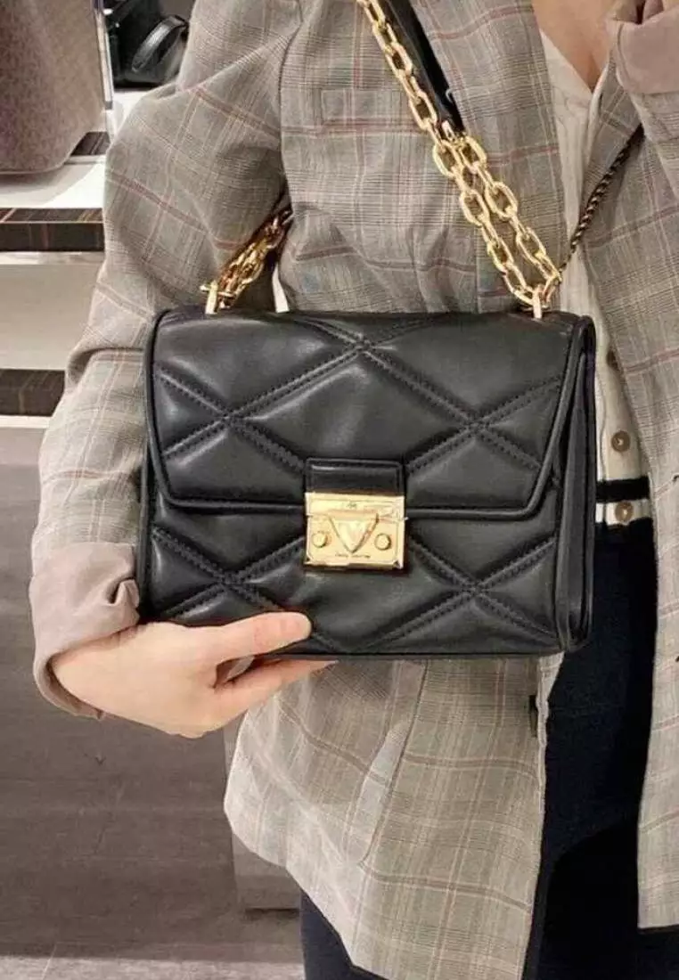 Michael Kors Serena Medium Flap Shoulder Bag Black