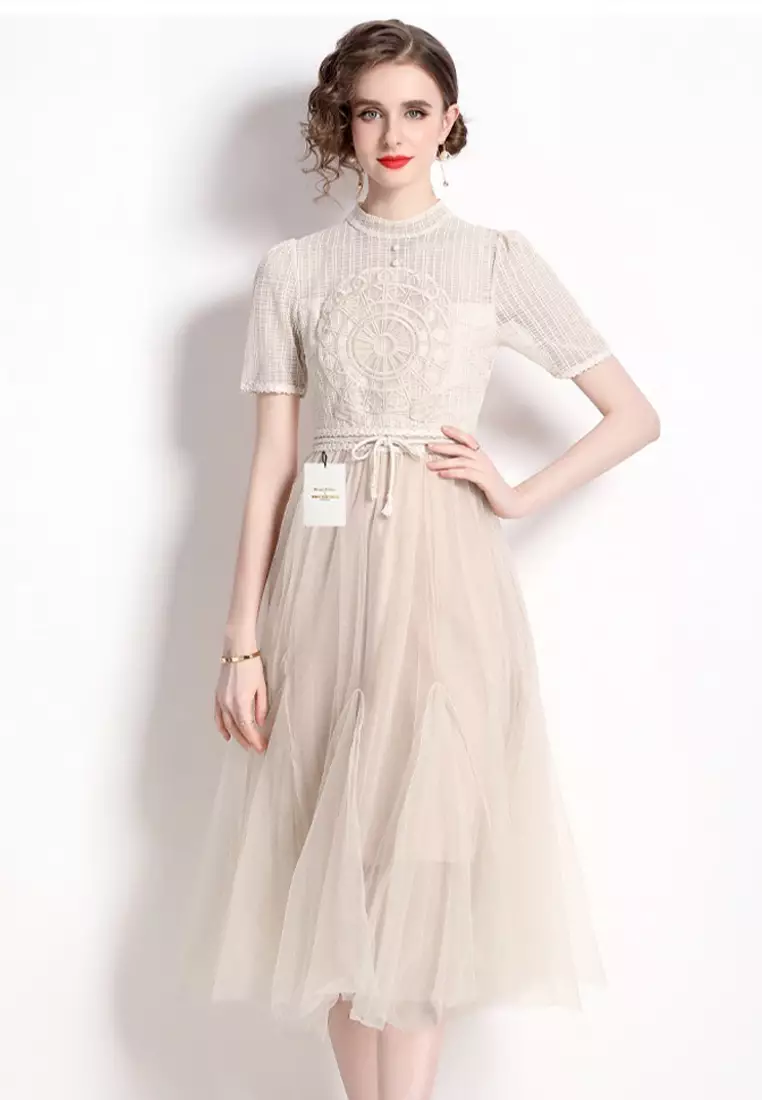 Vintage Slim Lace Dress ZHY9028-701