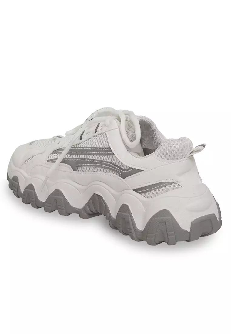 Anando Sepatu Sneakers Sport Tali Pria Desain Ringan Casual Shoes Material Mesh ORIGINAL - White