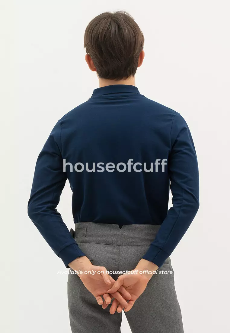 Houseofcuff polo shirt kaos kerah polo lengan panjang slim fit Navy