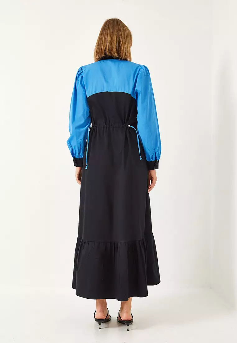 Women's Baby Neck Elastic Waist Long Flared Dress 8122 60351249