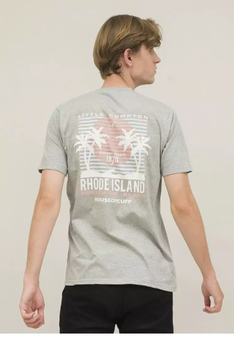 kaos pria abu muda pendek RHODE ISLAND t shirt big size houseofcuff