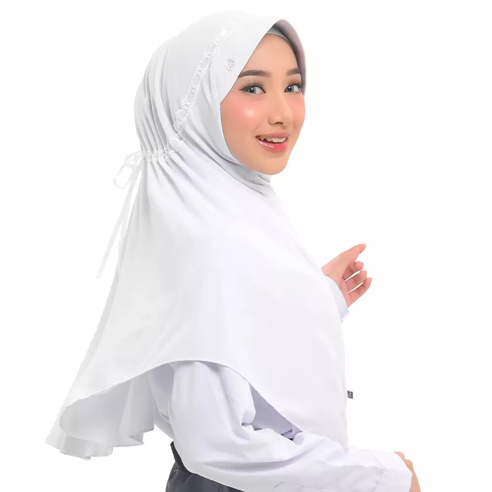 Rabbani - Kerudung Sekolah Instan Hemy - White M (New)