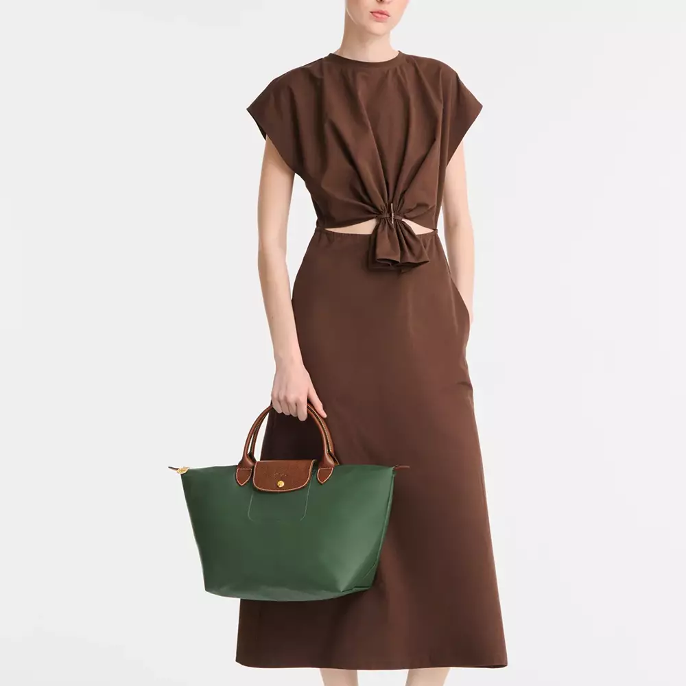 Le Pliage Original Medium Top Handle Bag British Green