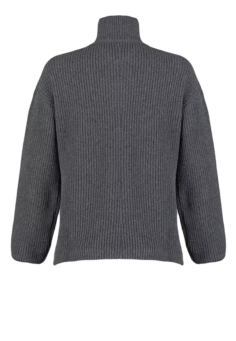 Anthracite More Sustainable Wide Pattern Knitted Sweater TWOAW24KZ01119