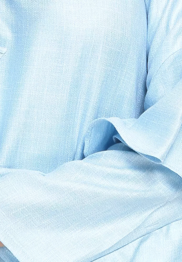 Dorothy Ruffles Sleeves Top Cotton Linen in Sky Blue