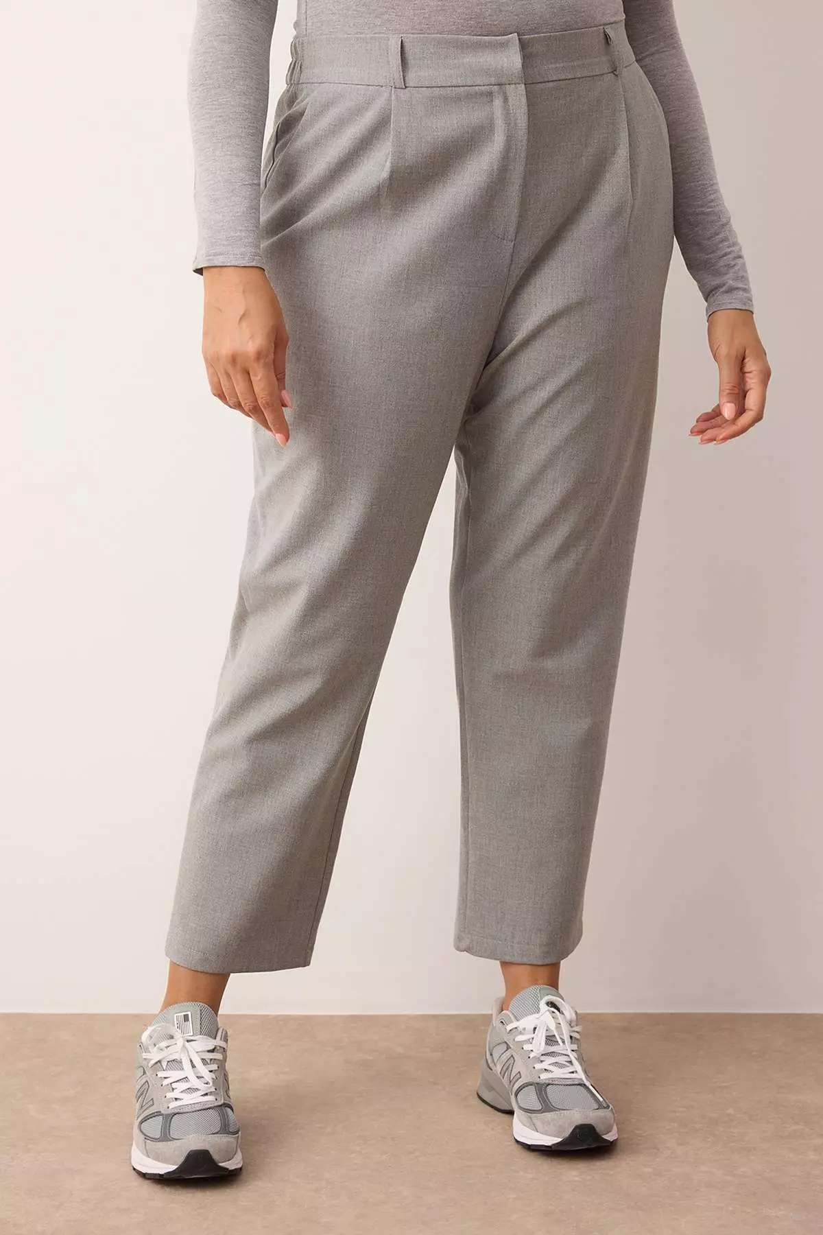 Gray Rubber Waist Woven Premium Fabric Large Size Pants Tbbaw26Ar00012