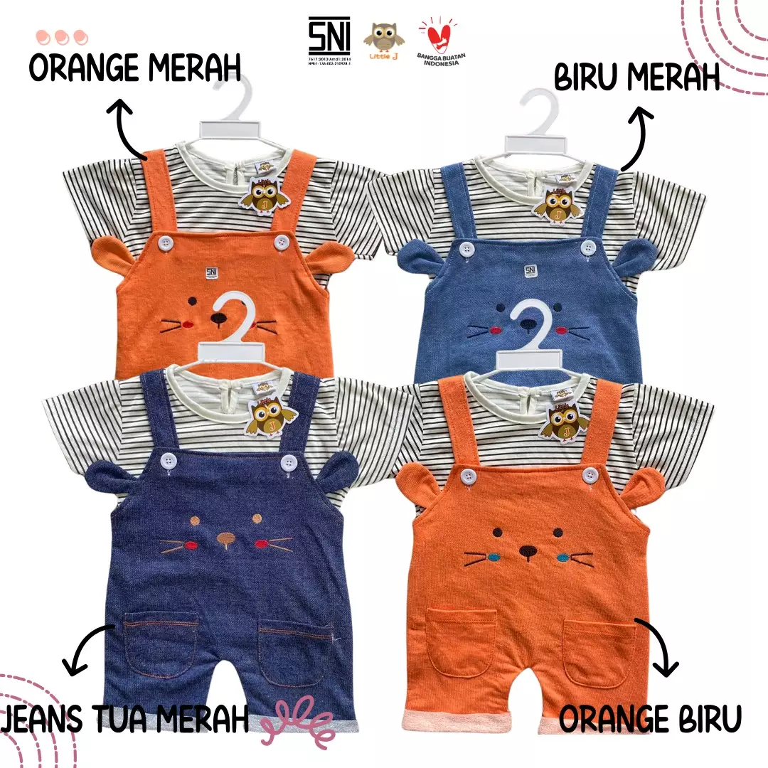 Little J - (KODE 387) Overall Anak Cewek 12-24 Bulan Motif Lucu Setelan Bayi Perempuan Baju Kodok Anak Perempuan